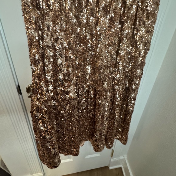 Anthropologie Maeve Shimmering Rose Gold Sequin Dress - Picture 6 of 10